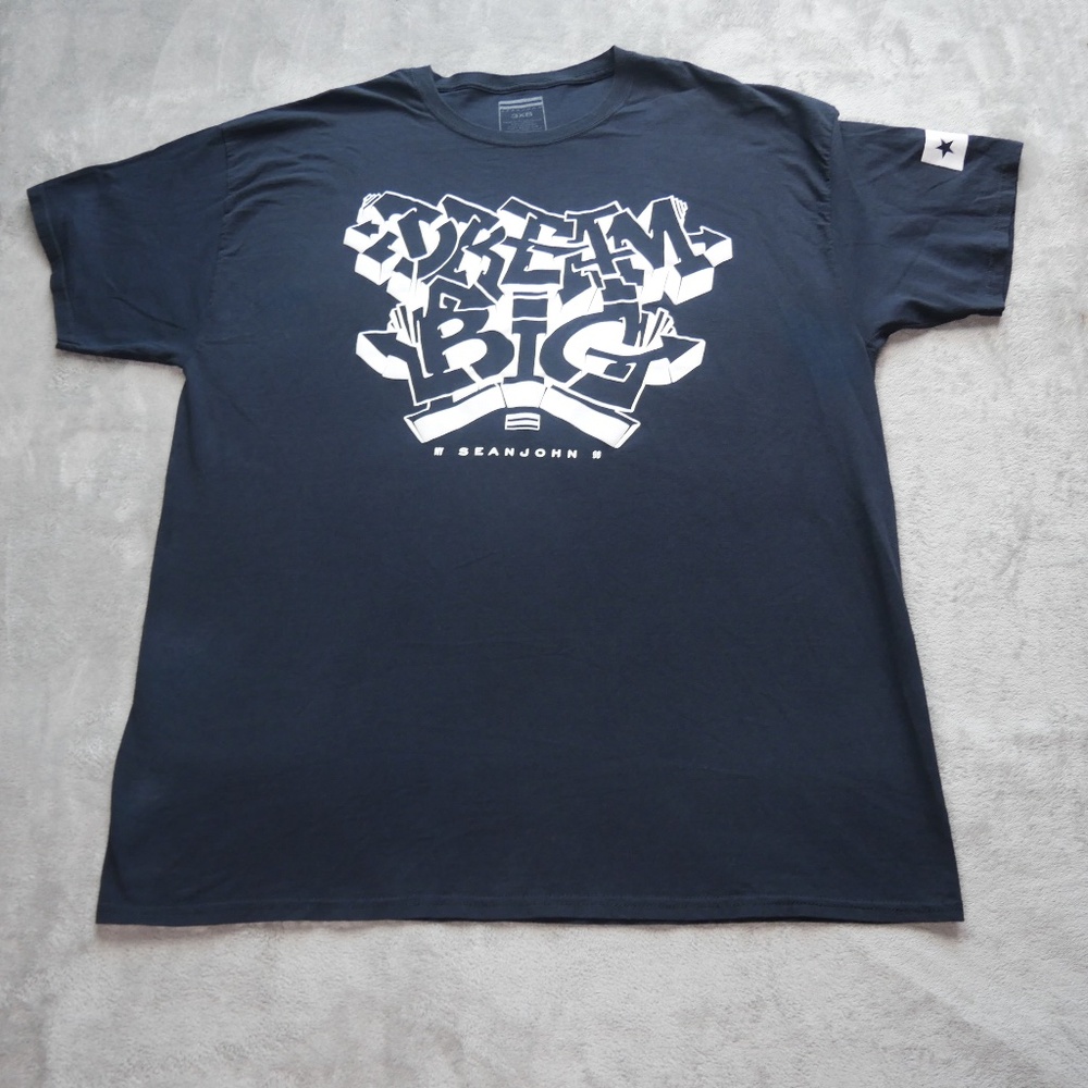 Sean John Y2K Mens 3XB Black White Graffiti Art Streetwear Casual Tee T-Shirt